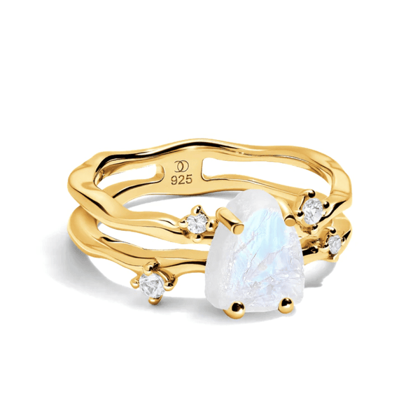 raw crystal moonstone ring gold genuine gemstone niece gift mystical