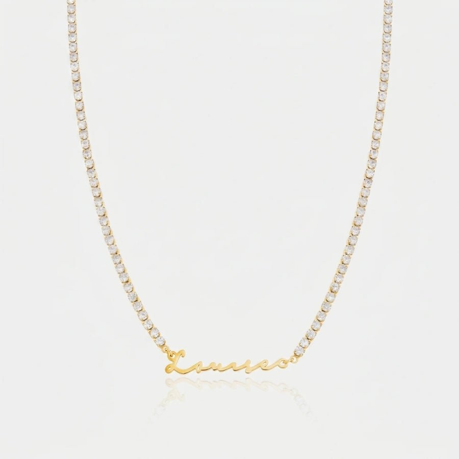 Tennis Name Necklace in 18K gold or sterling silver