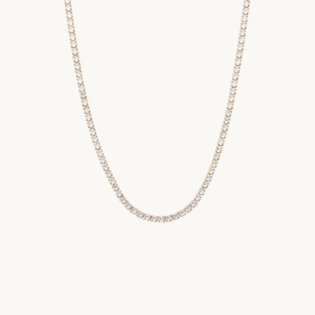 tênnis gold name necklace with zirconia – minimalist waterproof chain for women UK