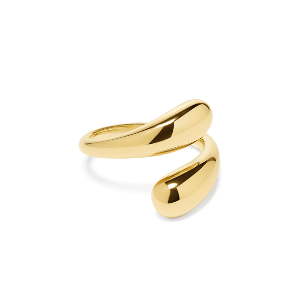 Flow Ring gold sculpted wave band waterproof summer ring UK
