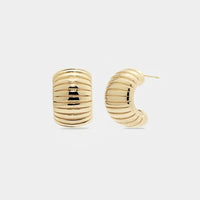 Or Créole Boucles d'Oreilles - Strata Ridged