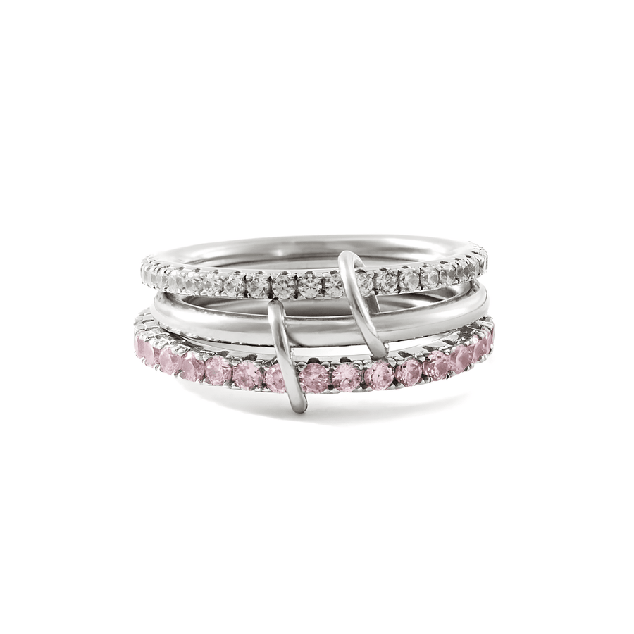 wide gold band engagement anello with triple row polished and iced detail UK
