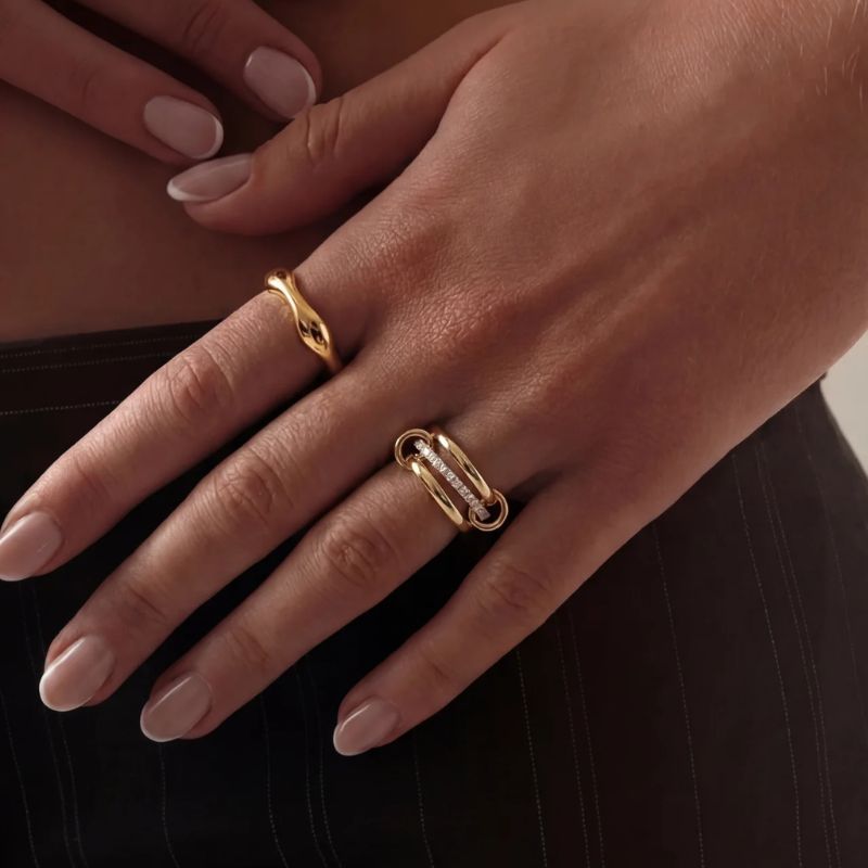 Triple Row Polished & Iced Mix Ring