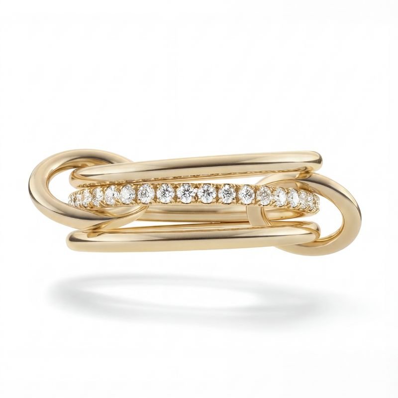 Triple Row Polished & Iced Mix Ring